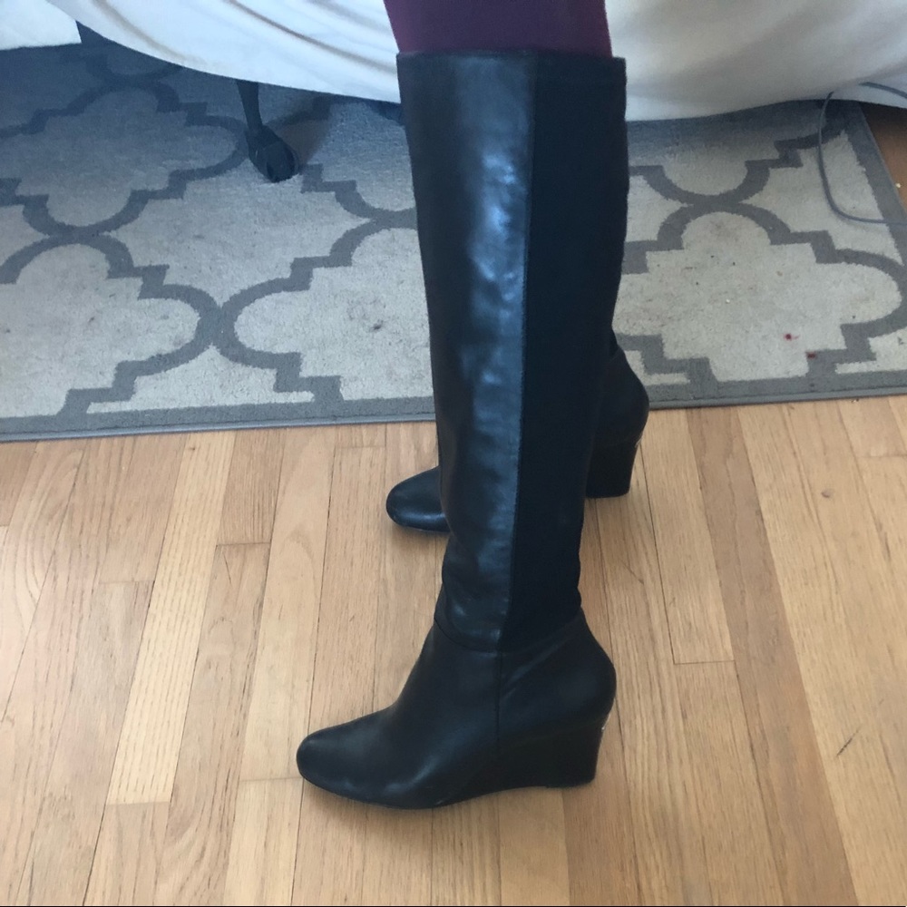 Michael Kors Black Leather Wedge Boots